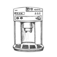 Kaffeemaschine, Vorderansicht, monochromer Vektor