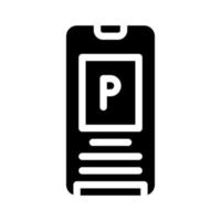 elektronisk parkering biljett på telefon skärm glyf ikon vektor illustration