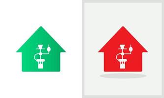Shisha-Haus-Logo-Design. Home-Logo mit Shisha-Konzeptvektor. Wasserpfeife und Home-Logo-Design vektor