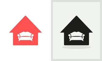 Sofa-Haus-Logo-Design. Home-Logo mit Sofa-Konzeptvektor. Sofa- und Home-Logo-Design vektor