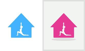 Yoga-Haus-Logo-Design. Home-Logo mit Yoga-Konzeptvektor. Yoga und Home-Logo-Design vektor