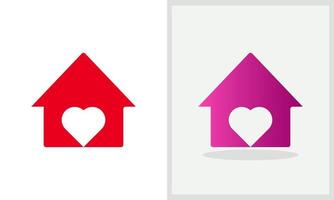 romantisches Haus-Logo-Design. Home-Logo mit Herz-Konzept-Vektor. Liebe und Home-Logo-Design vektor