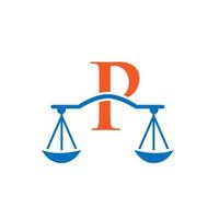 Logo-Design der Anwaltskanzlei auf der Vektorvorlage Buchstabe p vektor