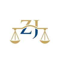Anwaltskanzlei Buchstabe zj Logo-Design. Anwalt Zeichen vektor