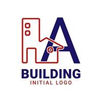 Schreiben Sie ein Gebäude Anfangsvektor-Logo-Design vektor