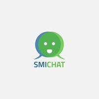 Chat-App-Logo mit Emoticon-Form mit Beinen. vektor