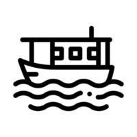 vatten Yacht i mitt av hav ikon vektor översikt illustration