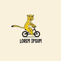 tierreiten auf fahrradillustrator, leopard, fahrrad vektor