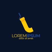 brev l vält borsta katt logotyp vektor