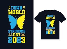 Illustrationen zum Welt-Down-Syndrom-Tag 2023 für druckfertige T-Shirt-Designs vektor