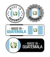 uppsättning av tillverkad i guatemala etiketter, logotyp, guatemala flagga, guatemala produkt emblem vektor