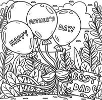 Lycklig fäder dag ballonger färg sida för barn vektor