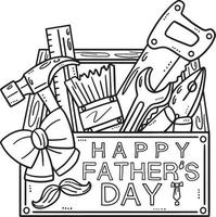 Happy Fathers Day Toolbox isolierte Malseite vektor