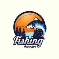 Fischerei-Abenteuer-Logo-Design-Vorlage-Vektor-Illustration vektor