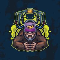 gorilla-maskottchen-logo-design mit modernem illustrationskonzeptstil für streetwear, emblem und t-shirt-druck. vektor