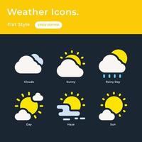 väder ikoner uppsättning med platt stil vektor