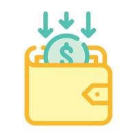 zurück geld in der geldbörse farbe symbol vektor illustration