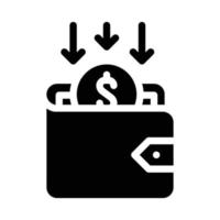 Geld zurück in Brieftasche Glyphen-Symbol-Vektor-Illustration vektor