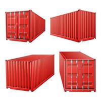 3D roter Frachtcontainervektor. klassischer Cargo-Container. Frachtversandkonzept. logistik, transportmodell. isoliert auf weißem hintergrund illustration