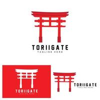 Torii-Tor-Logo, japanischer Geschichtstor-Symbolvektor, chinesische Illustration, Markenvorlage für Holzdesign-Unternehmen vektor