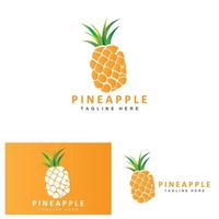 Ananas-Logo-Design, Vektor aus frischen Früchten, Plantagenillustration, Markenetikett für Fruchtprodukte