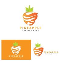 Ananas-Logo-Design, Vektor aus frischen Früchten, Plantagenillustration, Markenetikett für Fruchtprodukte