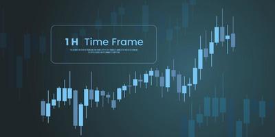 1h tid ram, blå Färg ljus pinne av handel Graf, bar Diagram, tjur stock marknadsföra trender och forex teknisk handel begrepp design. vektor