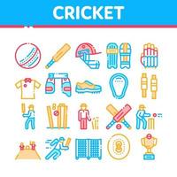 cricket spel samling element ikoner uppsättning vektor