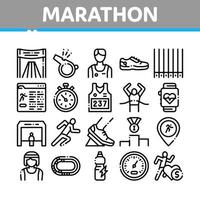 Symbole für Marathon-Sammlungselemente setzen Vektor