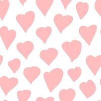 Vektormuster mit rosa Herzen. verschiedene Arten von Herzen auf weißem Hintergrund. hand gezeichnetes nahtloses muster. valentinstag dekor. vektor