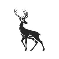 eleganta svart och vit vektor logotyp design terar en rådjur med stor horn.
