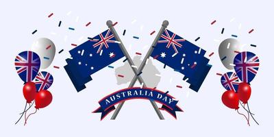 australien tag 26. januar fliegende flaggenillustration mit fahnenmasthintergrunddesign, geeignet für banner, website und app vektor