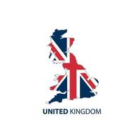 Vereinigtes Königreich, England-Flagge, Karte und glänzender Knopf, Vektorillustration