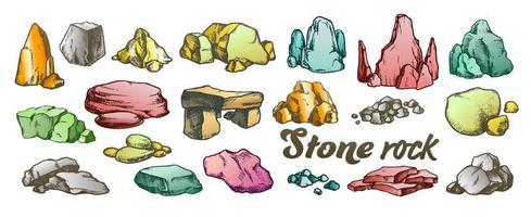 sten sten grus samling Färg uppsättning vektor