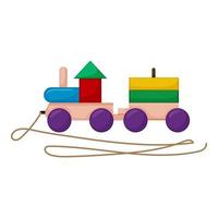 Zug Baby Spielzeug aus Holz Farbe Symbol Vektor Illustration