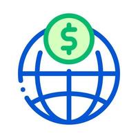 World Payment Coin Transfer Vektor dünne Linie Symbol