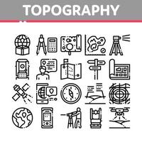 topografi forskning samling ikoner uppsättning vektor