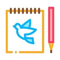 Notebook-Stift-Vogel-Symbol-Vektor-Umriss-Illustration vektor