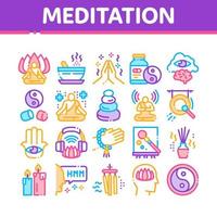 meditation öva samling ikoner uppsättning vektor