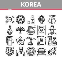 korea traditionell samling ikoner uppsättning vektor