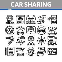 Car-Sharing-Business-Sammlung Symbole Set Vektor