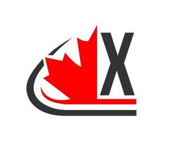 kanadensisk röd lönn blad med x brev begrepp. lönn blad logotyp design vektor