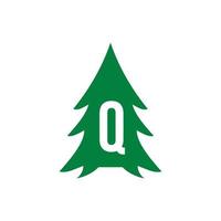 Buchstabe q Pine Tree Logo-Design vektor