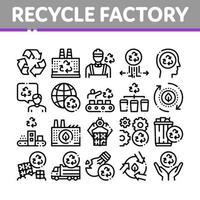 återvinna fabrik ekologi industri ikoner uppsättning vektor