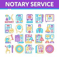 notarius publicus service byrå samling ikoner uppsättning vektor