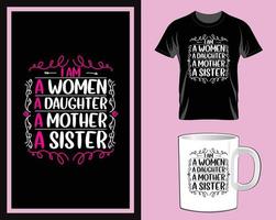 jag am en kvinnor en dotter en kvinnors dag t skjorta och råna design vektor