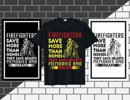 Feuerwehrmann spart mehr als Häuser Feuerwehrmann-Zitat-T-Shirt-Designvektor vektor