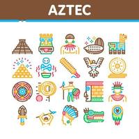 aztec civilisation samling ikoner uppsättning vektor