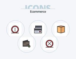 E-Commerce-Linie gefüllt Icon Pack 5 Icon Design. Versand. Handel. genehmigen. Ladung. Paket vektor