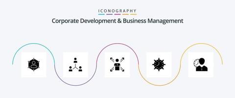 företags- utveckling och företag förvaltning glyf 5 ikon packa Inklusive anställd. karriär. företag. pilar. människor vektor